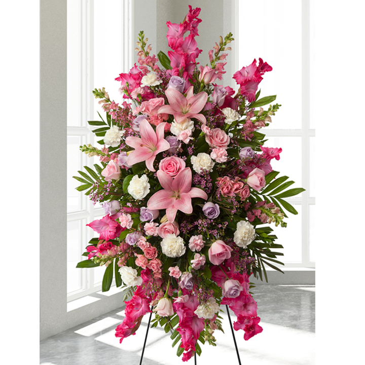 Open Heart Standing Funeral Spray  Funeral flower arrangements, Funeral  sprays, Funeral floral arrangements